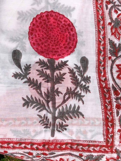 Alternative view of Blockprint sjaal, Poppy red