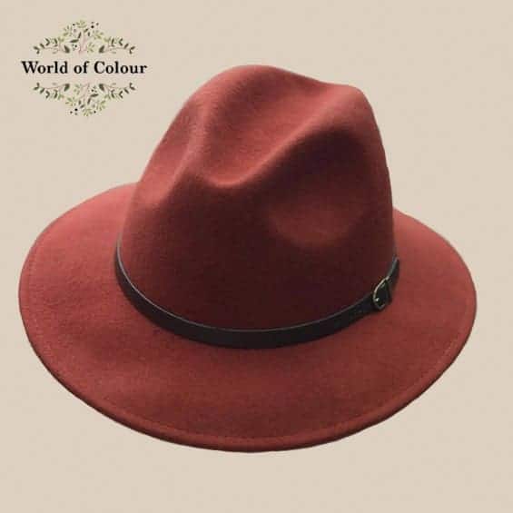 verliezen Economisch Dekking Fedora hoed, roestkleur, Italiaans, 100 % wol - World of Colour