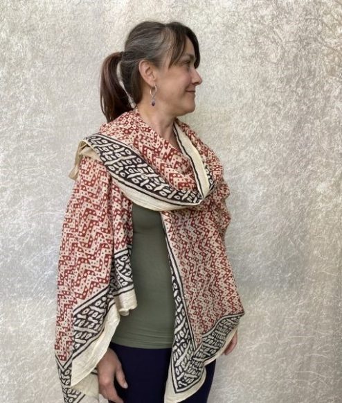 Alternative view of Blockprint sjaal Maya