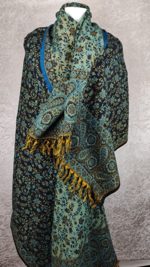 Tibet sjaal paisley zwart blauw