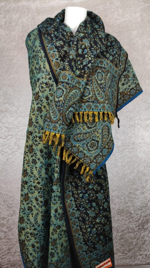 Alternative view of Tibet sjaal paisley zwart blauw